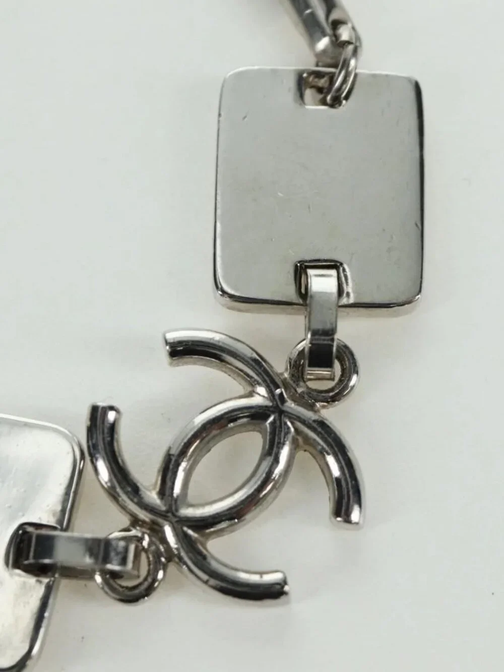 CHANEL COCO Mark Bracelet metal Silver CC Auth LNZ837V